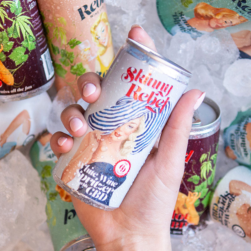 6 x Skinny Rebel White Wine Spritzer - 200ml can with CBD